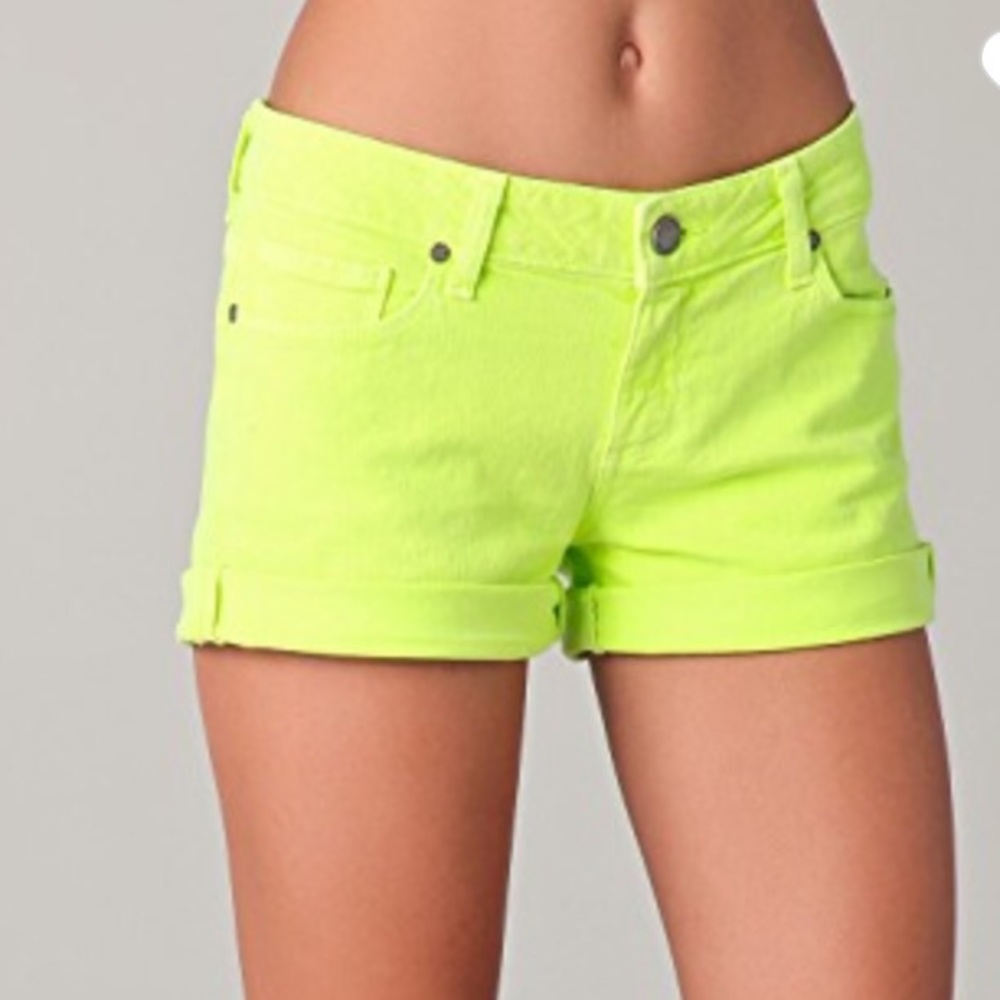 Bright green Paige Jean shorts